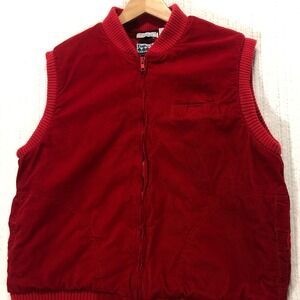 Timber Trail Vest Red Corduroy Buffalo Plaid Lined Sleeveless‎ Jacket Size XL